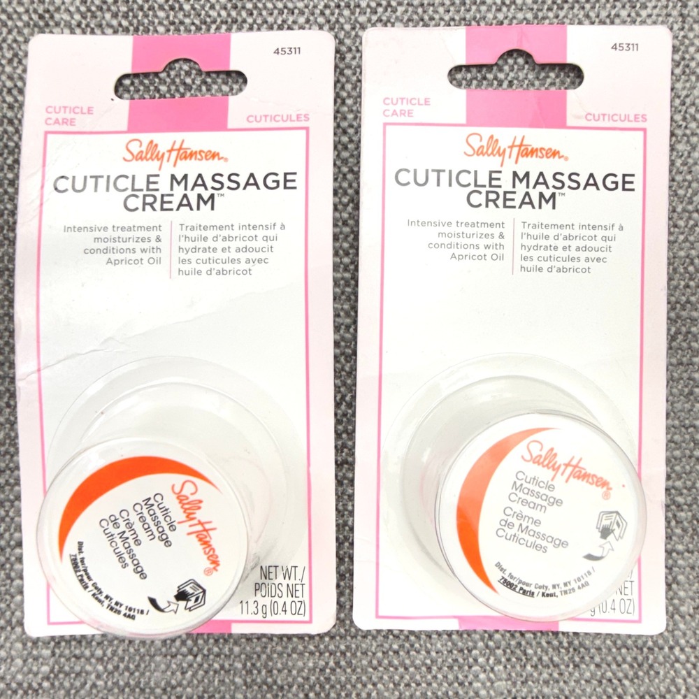 Lot of 2 Sally Hansen Cuticle Massage Cream with Apricot Oil 45311 0.4oz Each